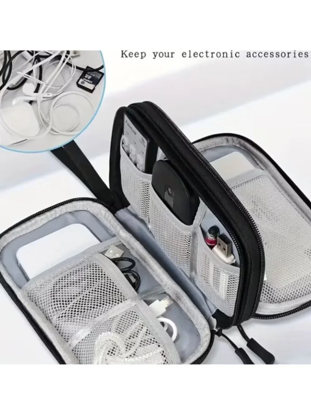 Hello Kitty Travel Cable Organizer Case Cute Sanrio Tech Storage Bag Zipper NWOT